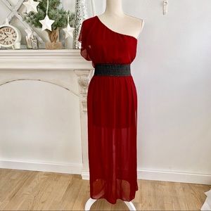 One Shoulder Red Evening Dress (A58)